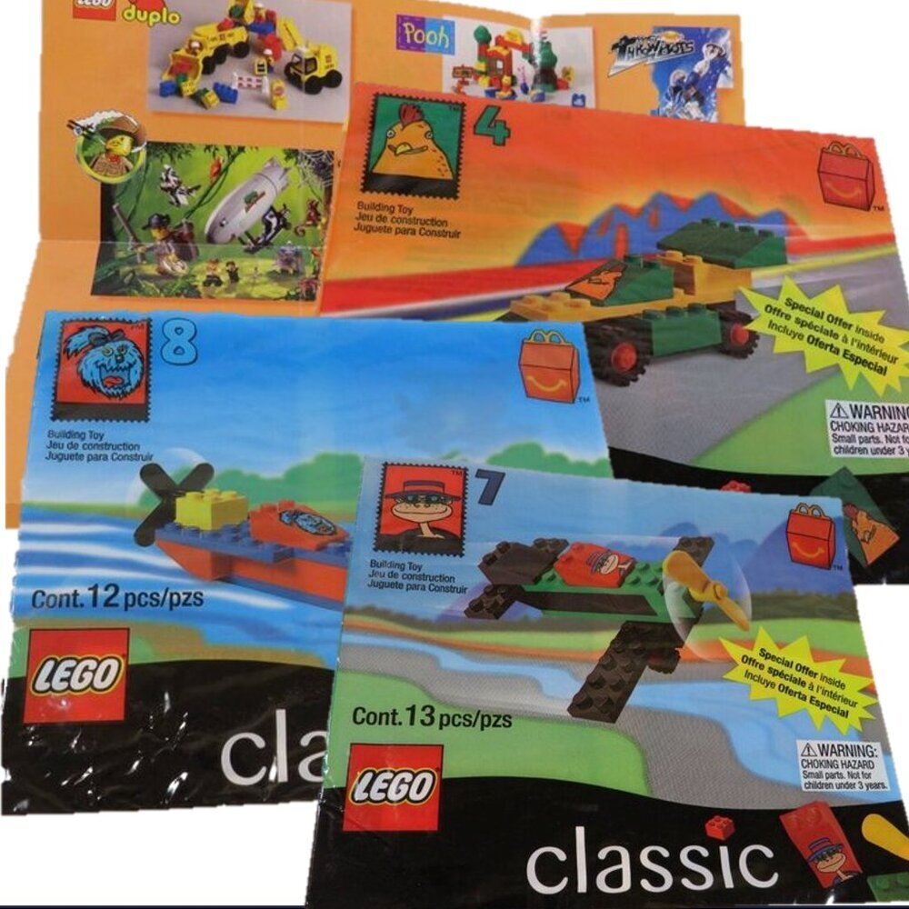 LEGO ADVERTISING - (6 items)PACKAGING Materials mostly 1999 some Lego McDonalds